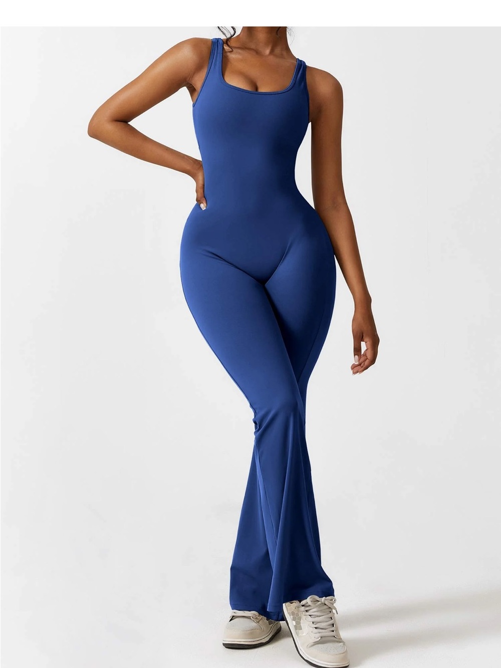 Yeoreo Sleek Blue Scoop-Neck Jumpsuit for Women